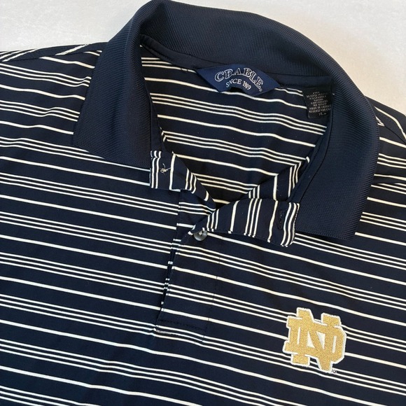 Crable Sportswear Other - Crable Polo Shirt Mens XL Navy Blue Striped Notre Dame Fighting Irish Collegiate